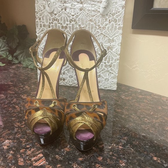 Christian Louboutin Leather-Printed Calf Hair Glennalta - Pre-owned, Sz 38.5 - Picture 3 of 5